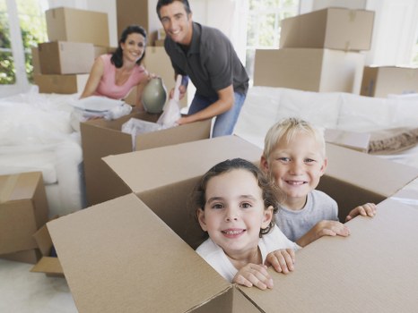 Packed boxes and furniture prepared for a professional removal service in Battersea
