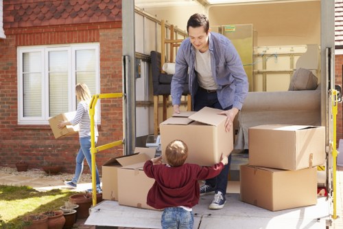Packers helping with a Battersea home move and organised boxes