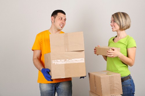 Recycling bins and separated materials from a local move