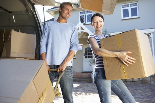 Packed boxes and furniture ready for a Battersea relocation
